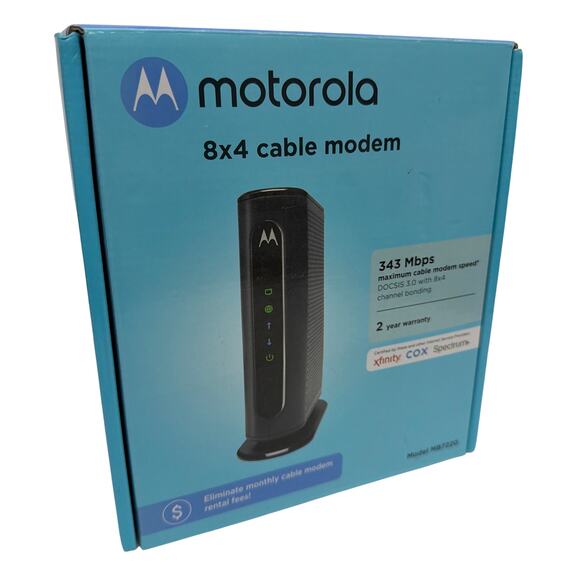 Motorola MB7220 DOCSIS 3.0 8x4 Cable Modem with Cables and Power Adapter - Picture 6 of 8